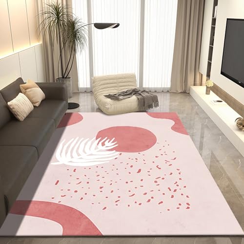 Tzvpsu Bedroom Rug Rutschfester, Langlebiger Wohnzimmerteppich In Rosa-weißem, Schlichtem Design,vorleger Teppich Flur,balkondeko 160x230cm von Tzvpsu