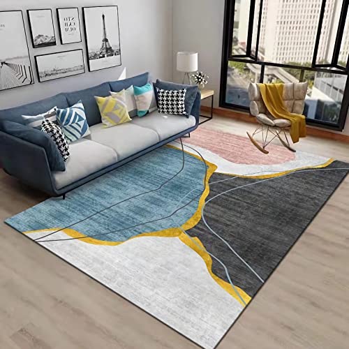 Tzvpsu Deko Wohnzimmer Pink Blue Grey Geometrisches Design esstisch für jugendzimmer mädchen 80x160cm von Tzvpsu