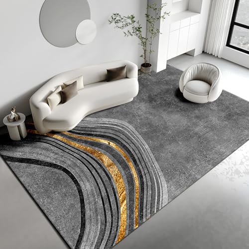 Tzvpsu Deko babyzimmer Junge Modern minimalistisch schwarz grau gelb geometrisch Streifendesign Moderne Dekoration Schlafzimmer 100x160cm von Tzvpsu