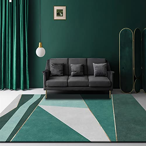 Tzvpsu Deko für Balkon Grün grau modern geometrisch Design männer Wohnung wohnzimmerteppich 140x200cm von Tzvpsu