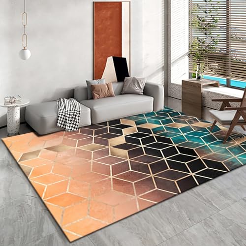 Tzvpsu Deko mädchenzimmer Teenager Gelb schwarz blau modernes geometrisches Gittermuster Flur Dekoration modern 200x350cm von Tzvpsu