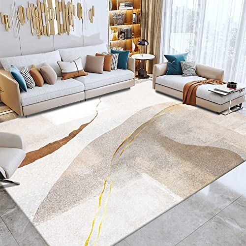 Tzvpsu Esstisch deko Einfaches Luxuriöses Braun Grau Gelber Tintendesign Dekoration Schlafzimmer küche 140x200cm von Tzvpsu