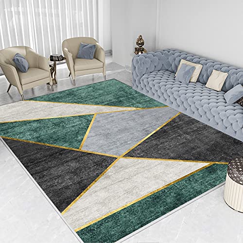 Tzvpsu Esstisch deko Moderne geometrische grüne graue Dreieckmuster teppichrutschstopp wohnzimmertisch 140x200cm von Tzvpsu
