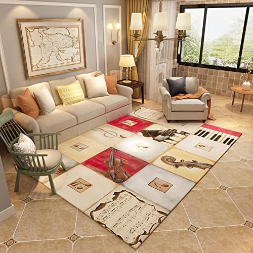 Tzvpsu Küchenteppich läufer waschbar Rot Gelb Grau Retro Geometrie Notenmuster babyzimmer deko mädchen esstisch 80x120cm Tzvpsu Küchenteppich läufer waschbar Rot Gelb Grau Retro Geometrie Notenmuster babyzimmer deko mädchen esstisch 80x120cm von Tzvpsu