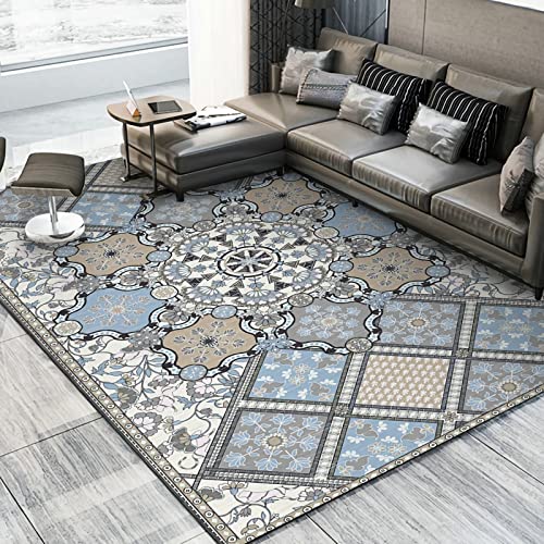 Wohnzimmer Sofa Teppich Blau grau Beige Retro Geometrisches Blumenmuster babyteppich mädchen couchtisch modern 200x300cm Wohnzimmer Sofa Teppich Blau grau Beige Retro Geometrisches Blumenmuster babyteppich mädchen couchtisch modern 200x300cm von Tzvpsu