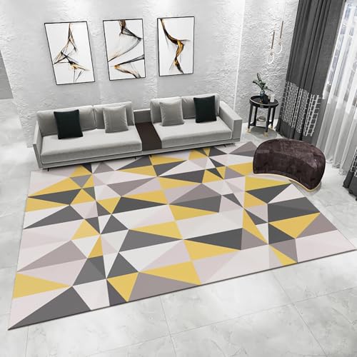 Zimmer Teppich Gelb grau geometrisches Dreieckmuster moderner Teppich flurteppich couchtisch modern teppiche 140x200cm von Tzvpsu