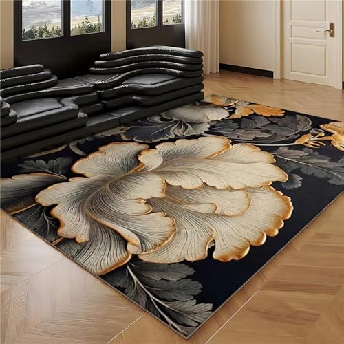 Zimmer deko Jungs Teenager Grau Gelb Vintage Blumen Design Wohnzimmer Teppich Schlafzimmer Kinder mädchenzimmer 120x160cm von Tzvpsu