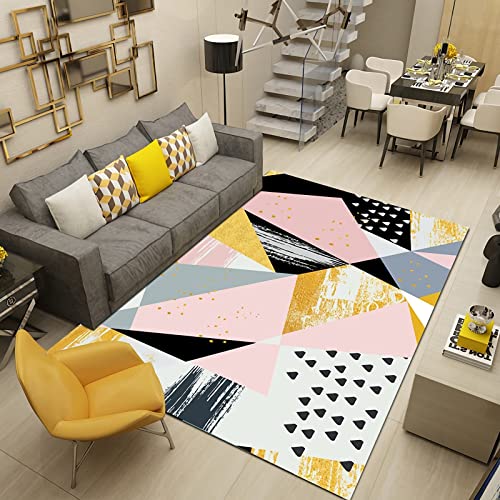 Zimmer deko Teenager mädchen Rosa Gelb Schwarz Modern Doodle Geometrisches Muster waschbare teppiche Flur 200x350cm Zimmer deko Teenager mädchen Rosa Gelb Schwarz Modern Doodle Geometrisches Muster waschbare teppiche Flur 200x350cm von Tzvpsu