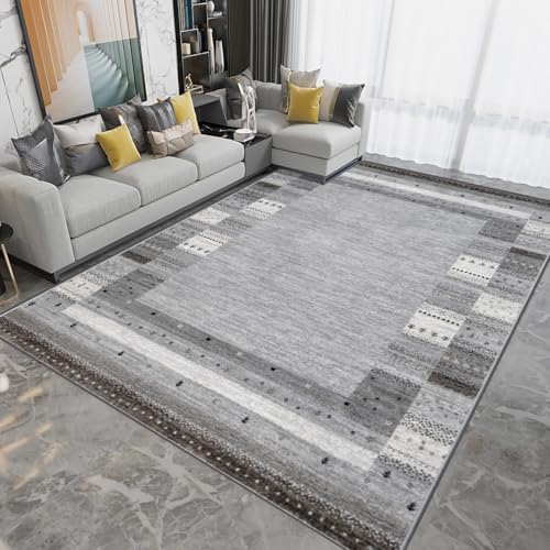 Zimmer deko mädchen Grau waschbarer Teppich, Retro geometrisches Design balkonteppich kinderteppich waschbar 80x120cm von Tzvpsu