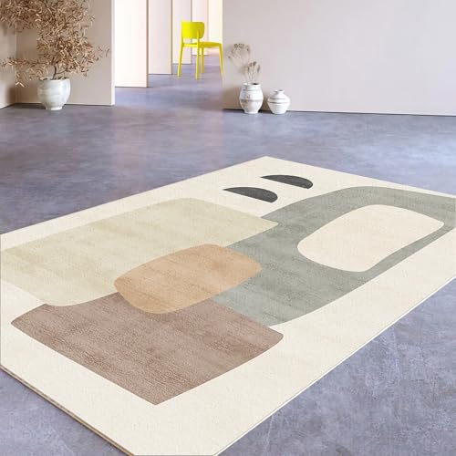 Zimmer deko mädchen Teenager Gelb Braun Beige modern Stil geometrisch Design couchtisch Teppich Schlafzimmer 80x120cm von Tzvpsu