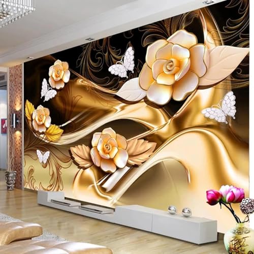 Abstrakt Dreidimensional Blumen Schmetterlinge Kunst Moderne 3D Tapete Hochwertige Strukturierte Seide Neutrale Material Ideal Für Wohnzimmer Schlafzimmer-350cm×256cm von Tzxztt