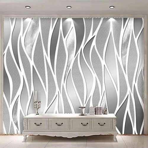 Abstrakt Dreidimensional Geometrisch Streifen Kunst Moderne 3D Tapete Hochwertige Strukturierte Seide Neutrale Material Ideal Für Wohnzimmer Schlafzimmer-300cm×210cm von Tzxztt