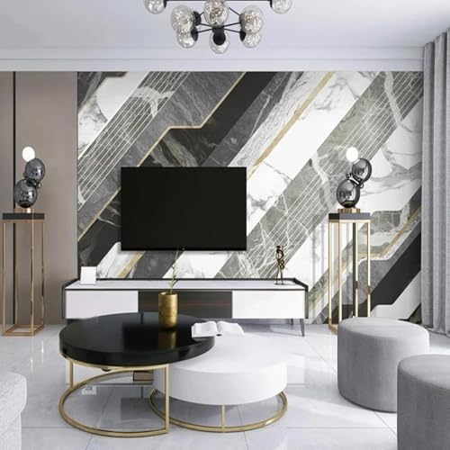 Abstrakt Geometrisch Linien Marmorimitation Kreativ Moderne 3D Tapete Hochwertige Strukturierte Seide Neutrale Material Ideal Für Wohnzimmer Schlafzimmer-400cm×280cm Abstrakt Geometrisch Linien Marmorimitation Kreativ Moderne 3D Tapete Hochwertige Strukturierte Seide Neutrale Material Ideal Für Wohnzimmer Schlafzimmer-400cm×280cm von Tzxztt