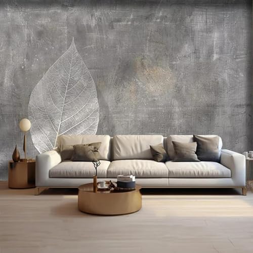Abstrakt Grau Handgemalt Blätter Kunst Moderne 3D Tapete Hochwertige Strukturierte Seide Neutrale Material Ideal Für Wohnzimmer Schlafzimmer-250cm×170cm von Tzxztt