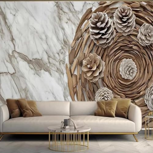Abstrakt Relief Tannenzapfen Marmorimitation Textur Moderne 3D Tapete Hochwertige Strukturierte Seide Neutrale Material Ideal Für Wohnzimmer Schlafzimmer-300cm×210cm von Tzxztt