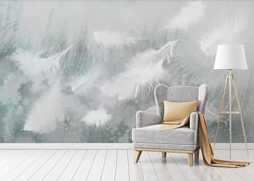 Abstrakt Schlicht Dreidimensional Weiß Federn Moderne 3D Tapete Hochwertige Strukturierte Seide Neutrale Material Ideal Für Wohnzimmer Schlafzimmer-250cm×170cm von Tzxztt
