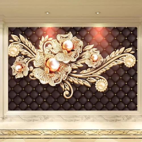 Abstrakt Schwarz Geometrisch Perlen Blumen Moderne 3D Tapete Hochwertige Strukturierte Seide Neutrale Material Ideal Für Wohnzimmer Schlafzimmer-300cm×210cm von Tzxztt