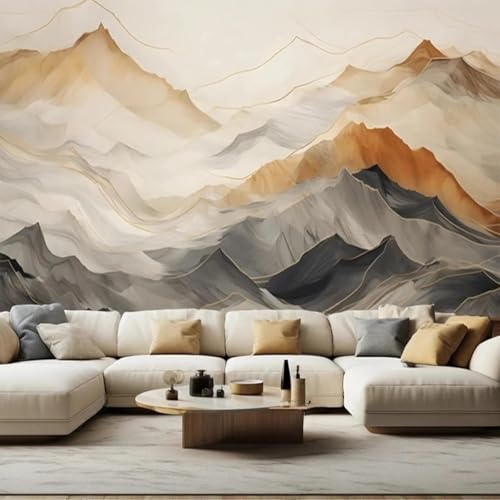 Abstrakt Stimmung Geometrie Linien Berggipfel Moderne 3D Tapete Hochwertige Strukturierte Seide Neutrale Material Ideal Für Wohnzimmer Schlafzimmer-250cm×170cm von Tzxztt