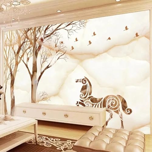 Bäume Tiere Pferde Vögel Marmorimitation Moderne 3D Tapete Hochwertige Strukturierte Seide Neutrale Material Ideal Für Wohnzimmer Schlafzimmer-350cm×256cm Bäume Tiere Pferde Vögel Marmorimitation Moderne 3D Tapete Hochwertige Strukturierte Seide Neutrale Material Ideal Für Wohnzimmer Schlafzimmer-350cm×256cm von Tzxztt