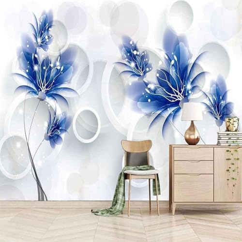 Blaue Blume Weiß Geometrisch Rund Moderne 3D Tapete Hochwertige Strukturierte Seide Neutrale Material Ideal Für Wohnzimmer Schlafzimmer-350cm×256cm Blaue Blume Weiß Geometrisch Rund Moderne 3D Tapete Hochwertige Strukturierte Seide Neutrale Material Ideal Für Wohnzimmer Schlafzimmer-350cm×256cm von Tzxztt