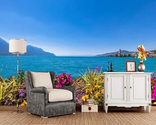Blauer Himmel Meer Berge Blumen Moderne 3D Tapete Hochwertige Strukturierte Seide Neutrale Material Ideal Für Wohnzimmer Schlafzimmer-400cm×280cm Blauer Himmel Meer Berge Blumen Moderne 3D Tapete Hochwertige Strukturierte Seide Neutrale Material Ideal Für Wohnzimmer Schlafzimmer-400cm×280cm von Tzxztt