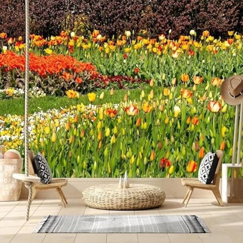 Dreidimensional Ästhetisch Pflanzen Bunt Blumen Moderne 3D Tapete Hochwertige Strukturierte Seide Neutrale Material Ideal Für Wohnzimmer Schlafzimmer-250cm×170cm von Tzxztt