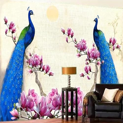 Dreidimensional Blau Pfau Rosa Blumen Moderne 3D Tapete Hochwertige Strukturierte Seide Neutrale Material Ideal Für Wohnzimmer Schlafzimmer-350cm×256cm Dreidimensional Blau Pfau Rosa Blumen Moderne 3D Tapete Hochwertige Strukturierte Seide Neutrale Material Ideal Für Wohnzimmer Schlafzimmer-350cm×256cm von Tzxztt