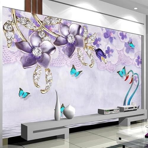 Dreidimensional Violette Blumen Schmetterlinge Schwäne Moderne 3D Tapete Hochwertige Strukturierte Seide Neutrale Material Ideal Für Wohnzimmer Schlafzimmer-250cm×170cm Dreidimensional Violette Blumen Schmetterlinge Schwäne Moderne 3D Tapete Hochwertige Strukturierte Seide Neutrale Material Ideal Für Wohnzimmer Schlafzimmer-250cm×170cm von Tzxztt