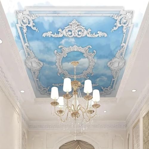 Dreidimensional Weiß Gips Blauer Himmel Weiße Wolken Moderne 3D Tapete Hochwertige Strukturierte Seide Neutrale Material Ideal Für Wohnzimmer Schlafzimmer-350cm×256cm von Tzxztt