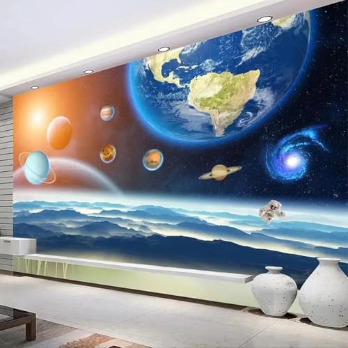 Dreidimensional Weltraum Planeten Sterne Astronauten Moderne 3D Tapete Hochwertige Strukturierte Seide Neutrale Material Ideal Für Wohnzimmer Schlafzimmer-250cm×170cm von Tzxztt