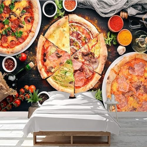 Dreidimensionales Essen Pizza Gemüse Kreativität Moderne 3D Tapete Hochwertige Strukturierte Seide Neutrale Material Ideal Für Wohnzimmer Schlafzimmer-250cm×170cm von Tzxztt