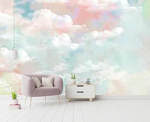 Einfach Dreidimensional Ästhetisch Bunt Wolken Moderne 3D Tapete Hochwertige Strukturierte Seide Neutrale Material Ideal Für Wohnzimmer Schlafzimmer-300cm×210cm von Tzxztt