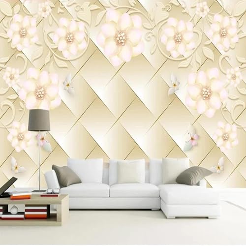 Goldfarben Geometrisch Rosa Blumen Schmetterlinge Moderne 3D Tapete Hochwertige Strukturierte Seide Neutrale Material Ideal Für Wohnzimmer Schlafzimmer-350cm×256cm Goldfarben Geometrisch Rosa Blumen Schmetterlinge Moderne 3D Tapete Hochwertige Strukturierte Seide Neutrale Material Ideal Für Wohnzimmer Schlafzimmer-350cm×256cm von Tzxztt