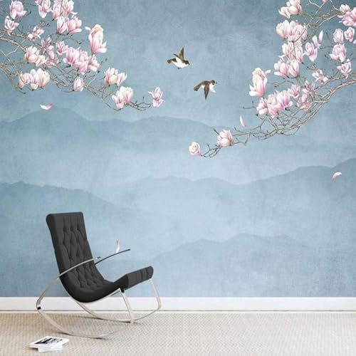 Große Blaue Berge Blumen Vögel Moderne 3D Tapete Hochwertige Strukturierte Seide Neutrale Material Ideal Für Wohnzimmer Schlafzimmer-250cm×170cm Große Blaue Berge Blumen Vögel Moderne 3D Tapete Hochwertige Strukturierte Seide Neutrale Material Ideal Für Wohnzimmer Schlafzimmer-250cm×170cm von Tzxztt