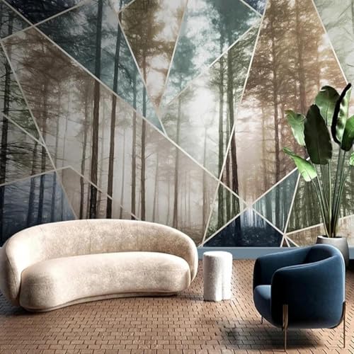 Handgemalt Abstrakt Geometrisch Dschungel Kunst Moderne 3D Tapete Hochwertige Strukturierte Seide Neutrale Material Ideal Für Wohnzimmer Schlafzimmer-400cm×280cm von Tzxztt