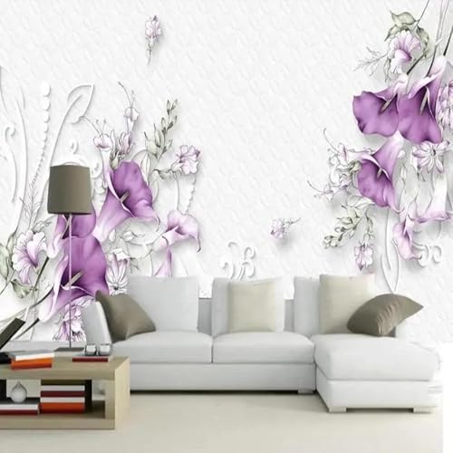 Handgemalt Minimalistisch Dreidimensional Violett Blumen Moderne 3D Tapete Hochwertige Strukturierte Seide Neutrale Material Ideal Für Wohnzimmer Schlafzimmer-300cm×210cm Handgemalt Minimalistisch Dreidimensional Violett Blumen Moderne 3D Tapete Hochwertige Strukturierte Seide Neutrale Material Ideal Für Wohnzimmer Schlafzimmer-300cm×210cm von Tzxztt