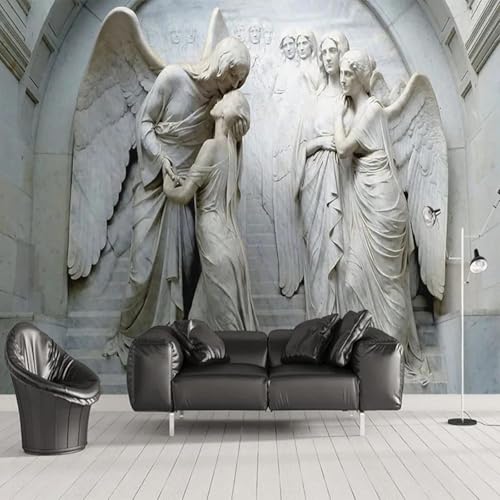 Kreativ Dreidimensional Relief Engel Kunst Moderne 3D Tapete Hochwertige Strukturierte Seide Neutrale Material Ideal Für Wohnzimmer Schlafzimmer-300cm×210cm von Tzxztt