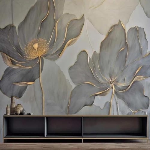 Kreativ Handgemalt Pflanzen Gold Lotus Moderne 3D Tapete Hochwertige Strukturierte Seide Neutrale Material Ideal Für Wohnzimmer Schlafzimmer-400cm×280cm Kreativ Handgemalt Pflanzen Gold Lotus Moderne 3D Tapete Hochwertige Strukturierte Seide Neutrale Material Ideal Für Wohnzimmer Schlafzimmer-400cm×280cm von Tzxztt
