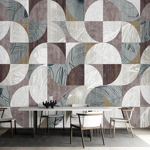Retro Geometrisch Pflanzen Kreativ Kunst Moderne 3D Tapete Hochwertige Strukturierte Seide Neutrale Material Ideal Für Wohnzimmer Schlafzimmer-250cm×170cm von Tzxztt