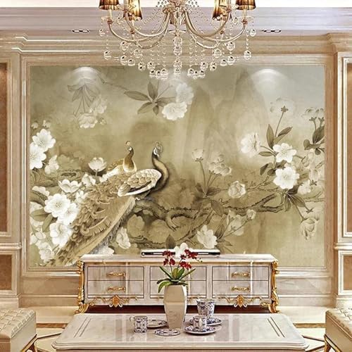 Retro Pfau Zweige Blumen Kunst Moderne 3D Tapete Hochwertige Strukturierte Seide Neutrale Material Ideal Für Wohnzimmer Schlafzimmer-350cm×256cm Retro Pfau Zweige Blumen Kunst Moderne 3D Tapete Hochwertige Strukturierte Seide Neutrale Material Ideal Für Wohnzimmer Schlafzimmer-350cm×256cm von Tzxztt