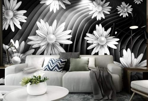 Schwarze Geometrische Kubische Weiße Blume Moderne 3D Tapete Hochwertige Strukturierte Seide Neutrale Material Ideal Für Wohnzimmer Schlafzimmer-150cm×105cm Schwarze Geometrische Kubische Weiße Blume Moderne 3D Tapete Hochwertige Strukturierte Seide Neutrale Material Ideal Für Wohnzimmer Schlafzimmer-150cm×105cm von Tzxztt