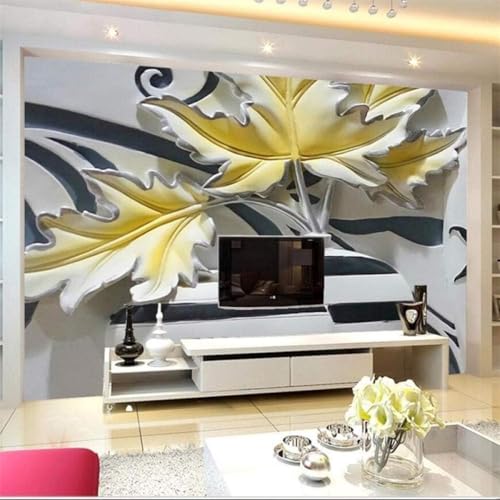 Stereoskopische Vase Blatt Kreative Kunst Moderne 3D Tapete Hochwertige Strukturierte Seide Neutrale Material Ideal Für Wohnzimmer Schlafzimmer-200cm×140cm von Tzxztt