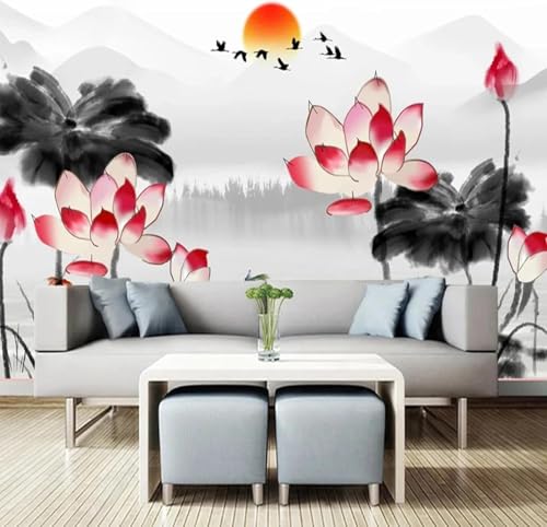 Tusche Lotusblumen Kleine Fische Fliegende Vögel Sonnenaufgang Moderne 3D Tapete Hochwertige Strukturierte Seide Neutrale Material Ideal Für Wohnzimmer Schlafzimmer-400cm×280cm Tusche Lotusblumen Kleine Fische Fliegende Vögel Sonnenaufgang Moderne 3D Tapete Hochwertige Strukturierte Seide Neutrale Material Ideal Für Wohnzimmer Schlafzimmer-400cm×280cm von Tzxztt