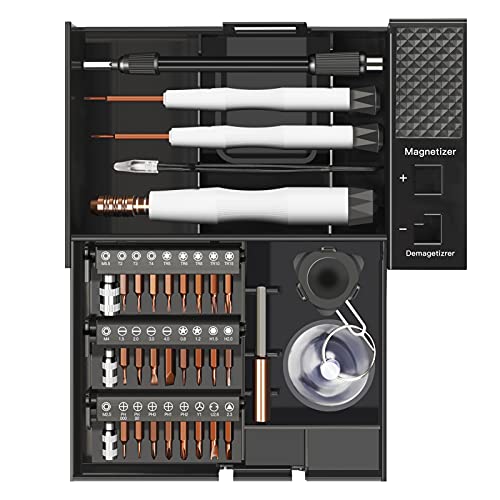 Airaj Präzisions-Schraubendreher-Set, 41-in-1 Computer-Reparaturset, mit 28 magnetischen Bits und 13 Reparaturwerkzeuge, kleiner Schlagschrauber-Set mit Tasche, PS4, Xbox Controller Reparatur von U/D
