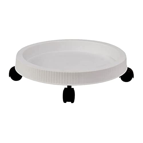 U/D Blumentopf-Tablett mit Rädern, Untersetzer, flexibel, rund, für drinnen und draußen, beweglich (weiß) von U/D
