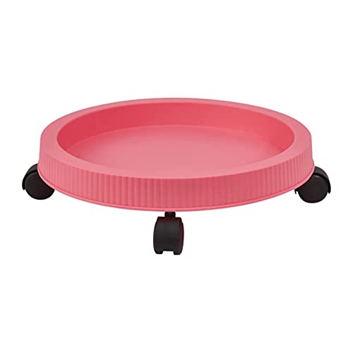 U/D Blumentopf-Tablett mit Rollen, flexibler runder Untersetzer, für drinnen und draußen, beweglich (Pink) von U/D