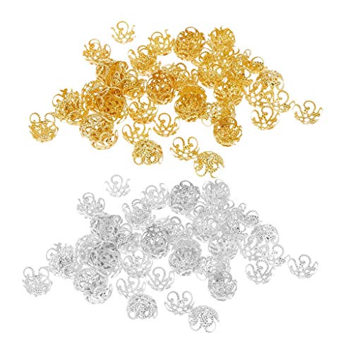 U/K 200 Stück 2 Farben 10mm Blume Perlenkappen Erkenntnisse für Schmuckherstellung Handwerk sehr praktisch und beliebt von U/K