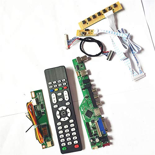 HT141WX1-100/101/102 1CCFL 30Pin LVDS T.V53 Controller Board VGA HDMI AV USB RF LCD Display Fernbedienung + Inverter + Tastatur DIY Kit (HT141WX1-102) von U/R