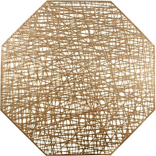 U'Artlines achteckige Platzdeckchen mit Aussparungen, Vinyl, rutschfest, wärmeisolierend Placemats 6pcs Gold von U'Artlines