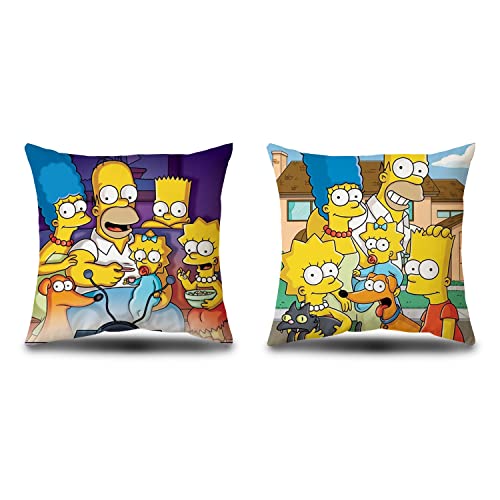 U-CHYTY Simpsons Kissenbezug mit Cartoon-Stichmuster, dekorativer quadratischer Kissenbezug für Sofa, Bett, Auto-3 von U-CHYTY